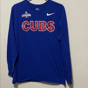 Nike Cubs World Series Champions Long Sleeve Blue Tee. Good Condition. Size XL.